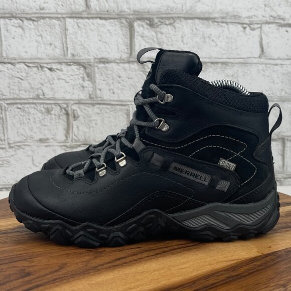 Merrell Dry Select Womens Sz. 7 Black Leather Vibram Hiking Ankle Boots J32090 - Picture 2 of 11